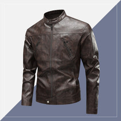 Stylish Stand Collar Leather Jacket For Men - Perfect For Casual And Formal Wear