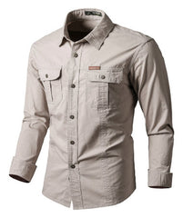 Men's Casual Outdoor Long Sleeve Shirt with Functional Pockets