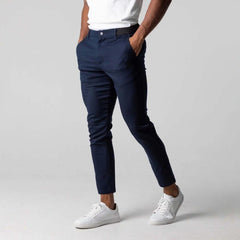 Men's Slim Fit Navy Trousers - Stylish and Comfortable for Modern Gentlemen