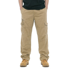 Men's Vintage Outdoor Tactical Cotton Elastic Waist Multi-Pocket Loose Cargo Pants