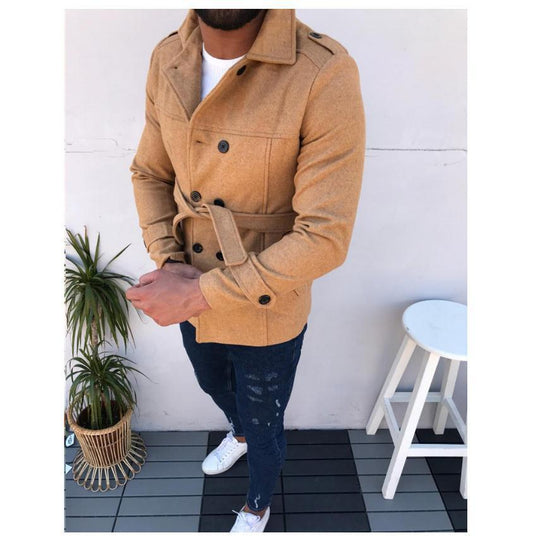 Stylish Double-Breasted Pea Coat for Men - Perfect for Casual and Formal Wear