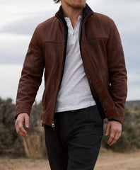 Soft Men's Leather Jacket - Zipper Design, Casual Outerwear