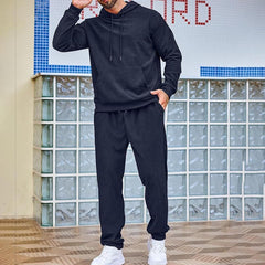 Men's Olive Green Hooded Tracksuit Set - Perfect for Casual and Sporty Looks