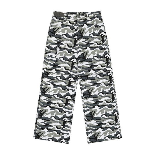 Camouflage Print Wide-Leg Pants for Casual and Outdoor Use