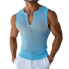 Men's Retro Casual Knit V-Neck Tank Top MTA0234D6TO