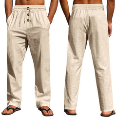 Men's Casual Drawstring Pants with Button Closure - Perfect for Summer and Everyday Wear