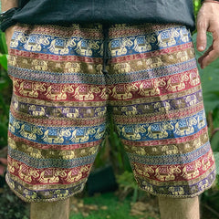 Colorful Elephant Pattern Shorts for Men - Perfect for Summer Travel and Casual Wear
