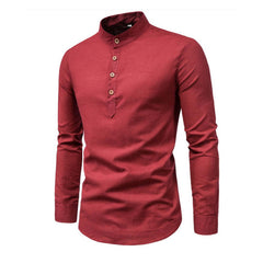Men's Solid Color Stand Collar Shirt 65064408X