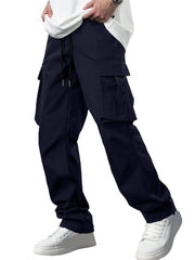 Men's Cargo Pants with Multi-Pockets and Adjustable Drawstring for Outdoor Activities