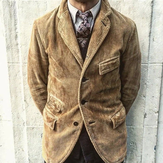 Corduroy Blazer for Men - Classic Fit with Double Breasted Design