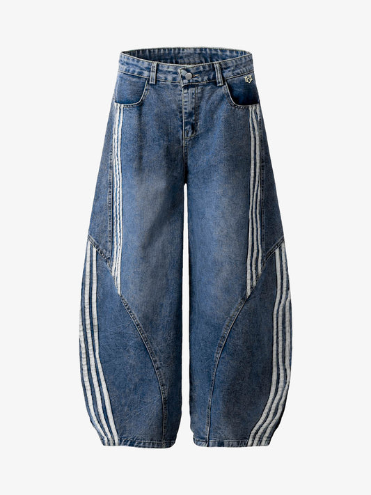 American High Street RO Style Heavy Washed Scimitar Wide-leg Jeans