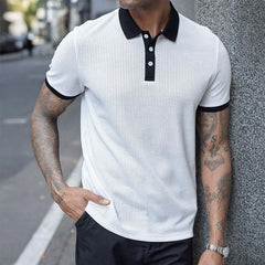 Men's Retro Casual Waffle Short Sleeve Polo Shirt MTA0993D7TO