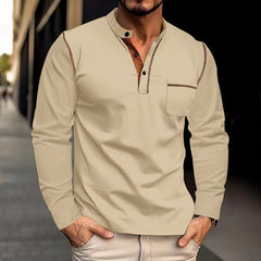 Stylish Men's Henley Polo Shirt with Contrast Trim - Perfect for Casual and Semi-Formal Occasions