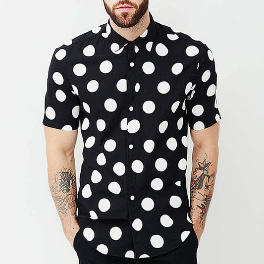 Men's Summer Skin Friendly Polka Dot Casual Short Sleeve Shirt MTA0244D2U