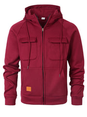 Olive Green Hooded Jacket with Zippered Pockets - Perfect for Casual and Outdoor Adventures