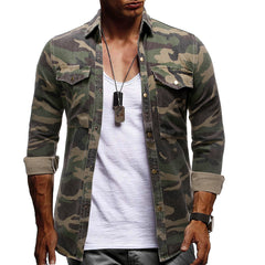 Camouflage Button-Up Shirt for Men - Stylish and Versatile Military-Inspired Design