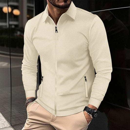 Stylish Men's Zip-Up Shirt Jacket for Casual and Formal Wear