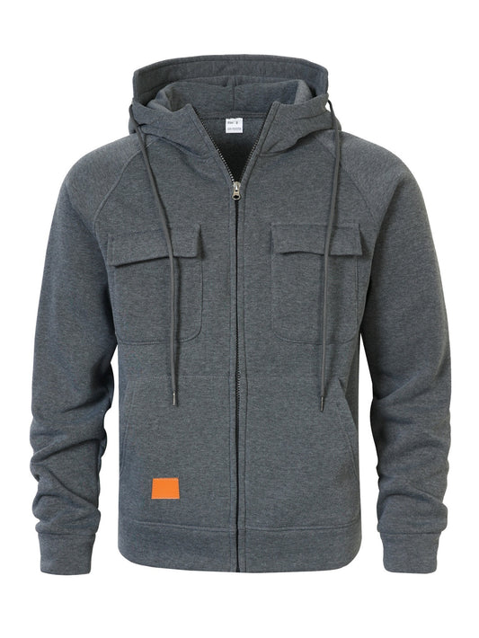Olive Green Hooded Jacket with Zippered Pockets - Perfect for Casual and Outdoor Adventures