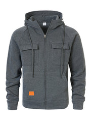 Olive Green Hooded Jacket with Zippered Pockets - Perfect for Casual and Outdoor Adventures