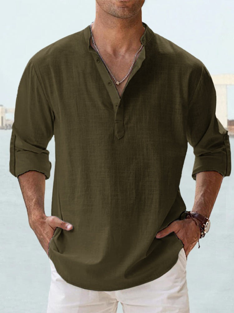 Stylish Pink Henley Shirt for Men - Perfect for Casual and Semi-Formal Occasions