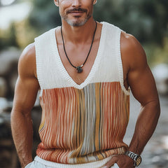 Men's Summer Fashion Casual V-neck Knitted Tank Top MTA0360D0U