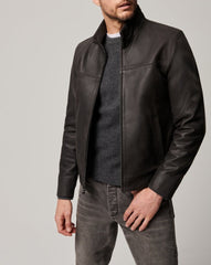 Soft Men's Leather Jacket - Zipper Design, Casual Outerwear