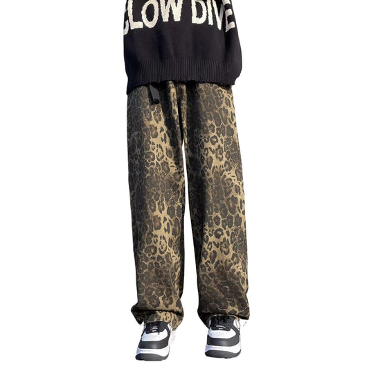 Leopard Print Wide-Leg Pants for Women - Trendy and Versatile Design
