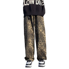 Leopard Print Wide-Leg Pants for Women - Trendy and Versatile Design