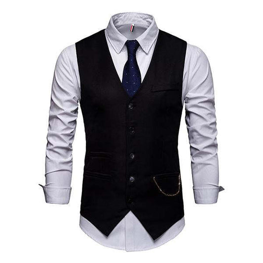 Men's Plain Print V-Neck Dress Vest 94317846M