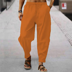 Men's Breathable Cotton And Linen Striped Loose Casual Sports Trousers 71867122X