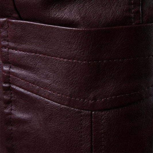 Men's Vintage Lapel Two Button Leather Blazer 32344449M