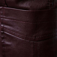 Men's Vintage Lapel Two Button Leather Blazer 32344449M