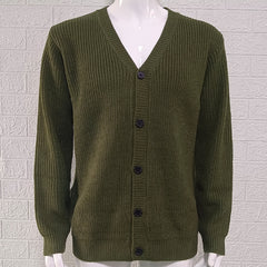 Olive Green V-Neck Cardigan For Men - Stylish And Comfortable Knitwear