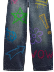 Graffiti Art Denim Jeans - Bold and Expressive Streetwear Design