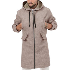 Stylish Hooded Longline Jacket For Men - Perfect For Casual And Semi-Formal Occasions