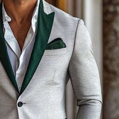 Men's Cotton And Linen Contrast Velvet Blazer MTA0314D0X
