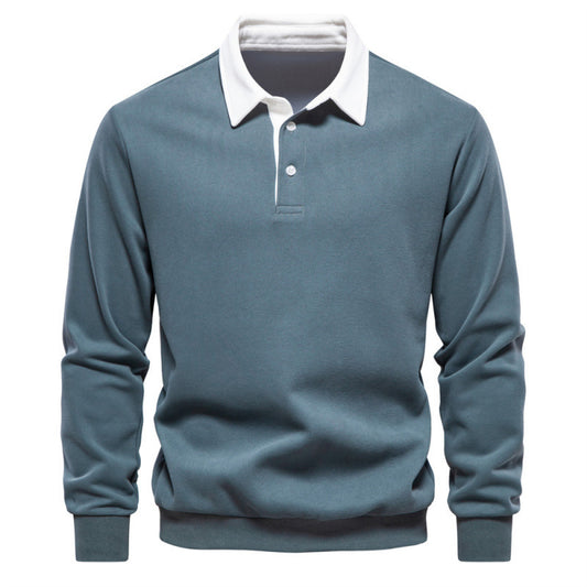 Classic Navy Blue Polo Shirt for Men - Stylish and Comfortable Long Sleeve Design