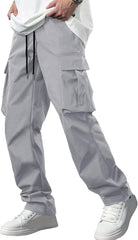 Men's Cargo Pants with Multi-Pockets and Adjustable Drawstring for Outdoor Activities