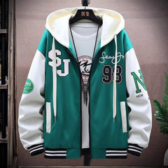 Stylish Hooded Jacket With Bold Lettering For Men - Perfect For Casual And Sporty Looks