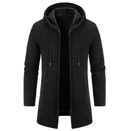 Men's Fleece Chenille Solid Color Knitted Cardigan 89853771U