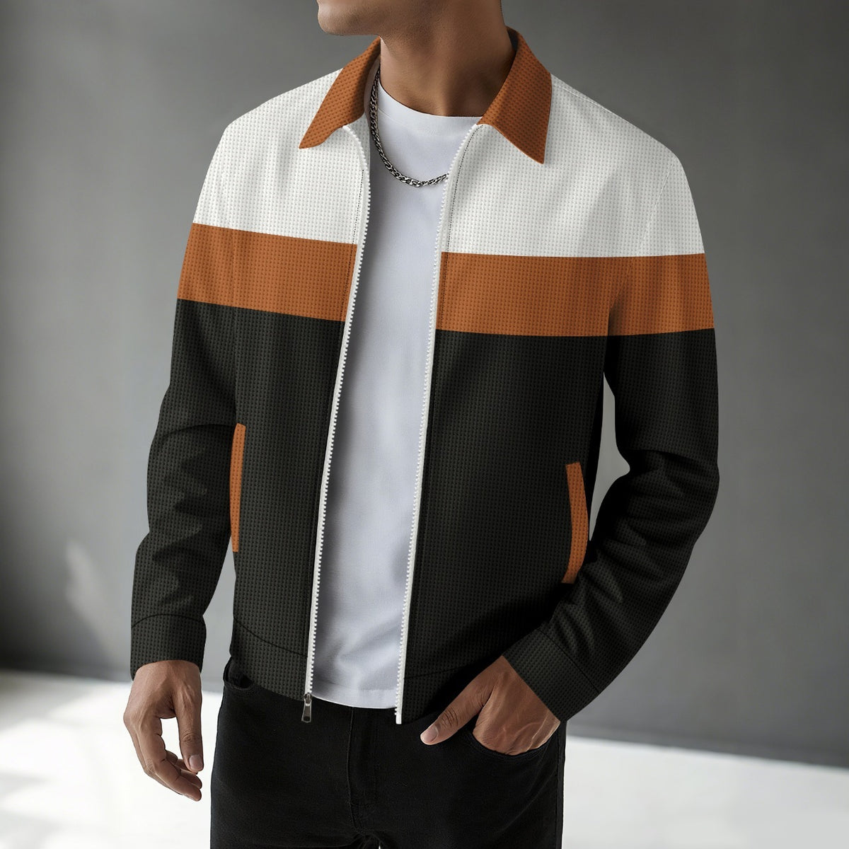 Stylish Color-Block Bomber Jacket for Men - Perfect for Casual and Sporty Looks