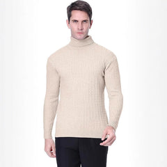 Men's High Neck Cable Knit Sweater - Stylish and Cozy Winter Essential