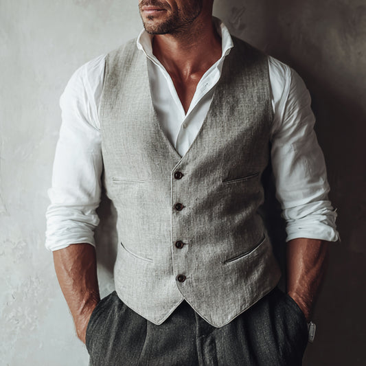 Elegant Grey Vest with White Shirt: A Classic Look for Spring and Autumn