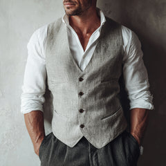 Elegant Grey Vest with White Shirt: A Classic Look for Spring and Autumn