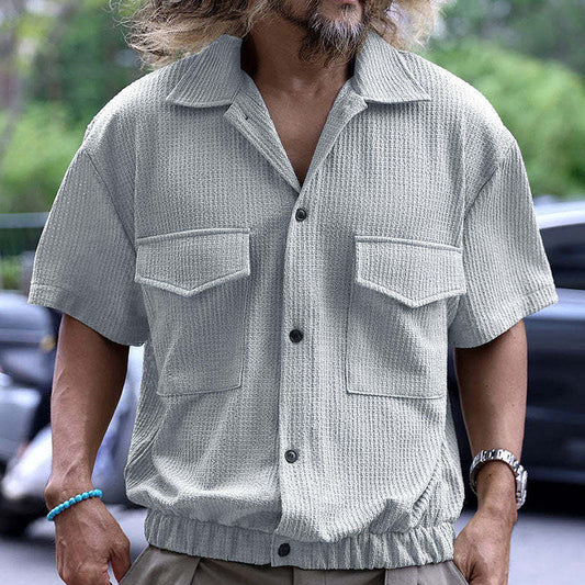 Men's Solid Waffle Short Sleeve Shirt MTA2824C1X
