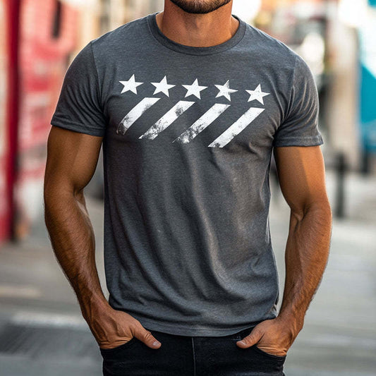 Men's Retro Casual Geometric Print Round Neck Outdoor Short Sleeve T-Shirt MTA3107C7TO