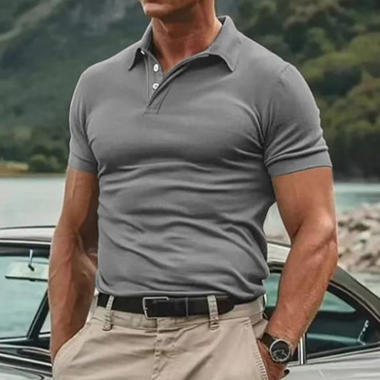 Men's Stylish Short Sleeve Polo Shirt - Perfect For Casual And Outdoor Activities