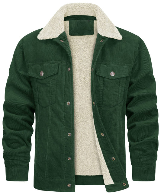 Cozy Corduroy Jacket with Faux Fur Lining - Perfect for Cold Weather