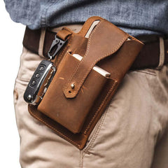 Men's Retro Casual Cell Phone Leather Waist Bag 82756251K