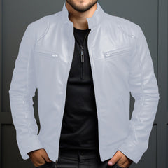 Stylish Men's Biker Jacket With Zippered Pockets And Sleek Design